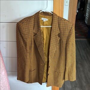 Ann Taylor Houndstooth Blazer in Black and Tan